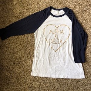 3/4 length Alpha Xi Delta baseball shirt